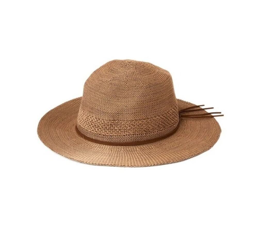 NWOT Time and Tru Natural Brown Marled Fedora Wide Brim Sun Hat Cap Women's